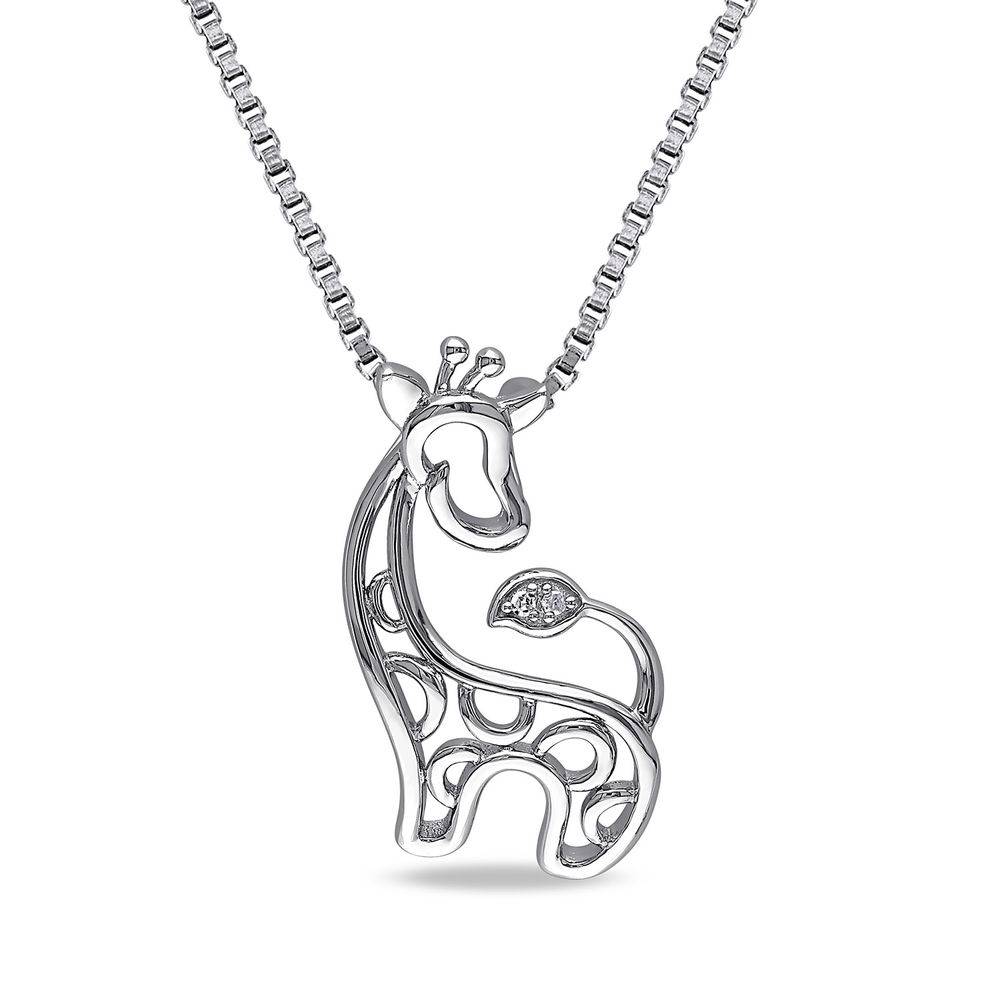 Giraffe Necklace in Sterling Silver with Diamonds-1 product photo