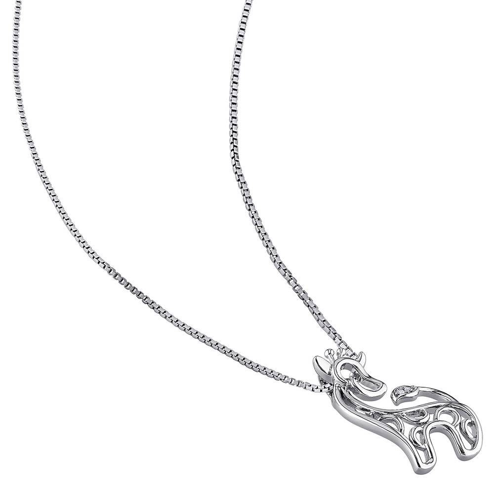Giraffe Necklace in Sterling Silver with Diamonds-2 product photo
