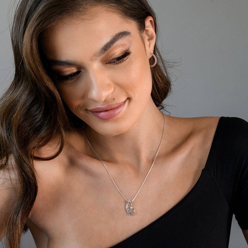 Giraffe Necklace in Sterling Silver with Diamonds-4 product photo