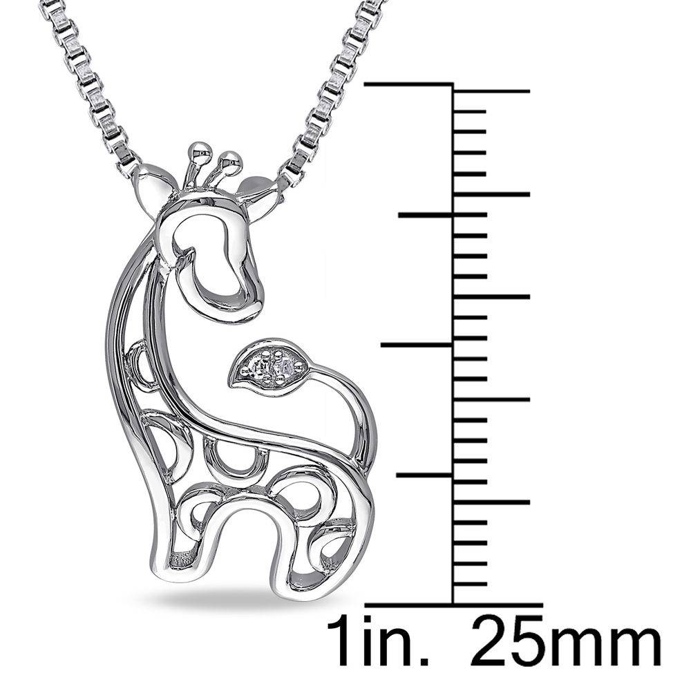 Giraffe Necklace in Sterling Silver with Diamonds-5 product photo