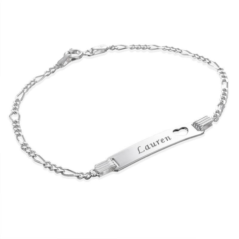 Girl's Personalized Silver ID Bracelet with Heart-1 product photo