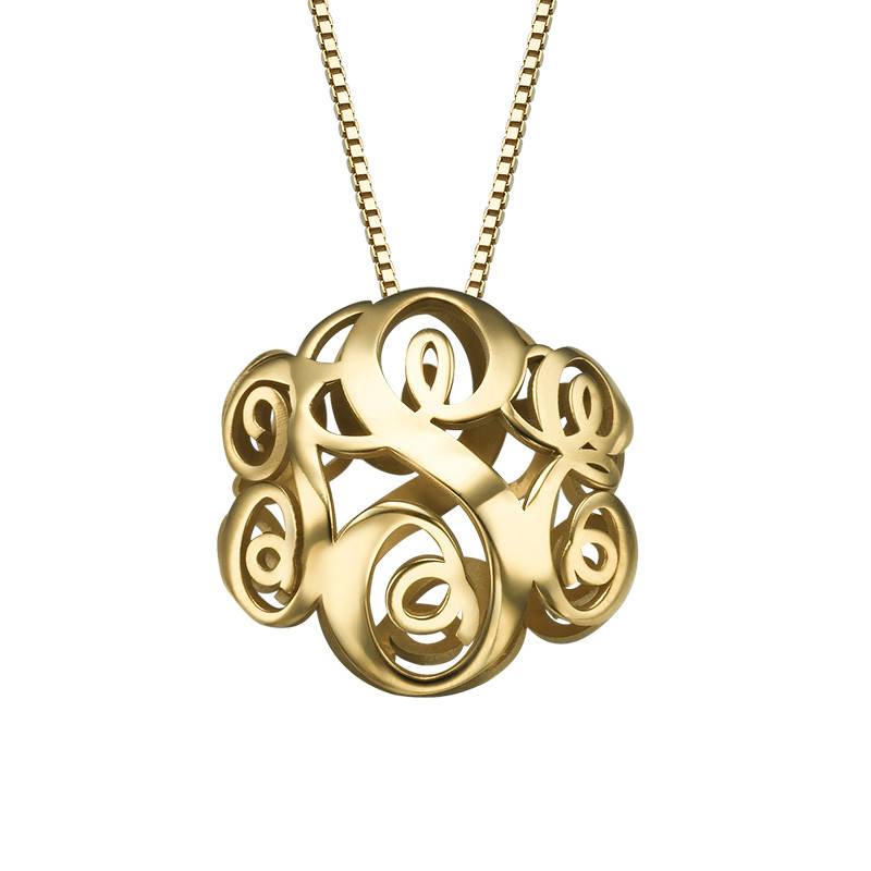 Gold Plated 3D Monogram Necklace-1 Gold Plated 3D Monogram Necklace-1 product photo