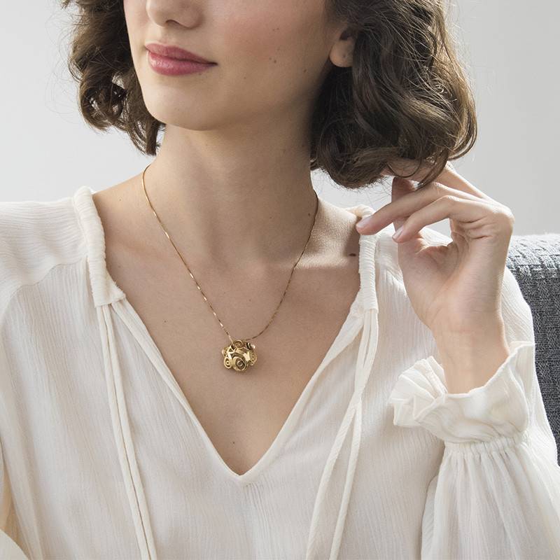 Gold Plated 3D Monogram Necklace-3 Gold Plated 3D Monogram Necklace-3 product photo