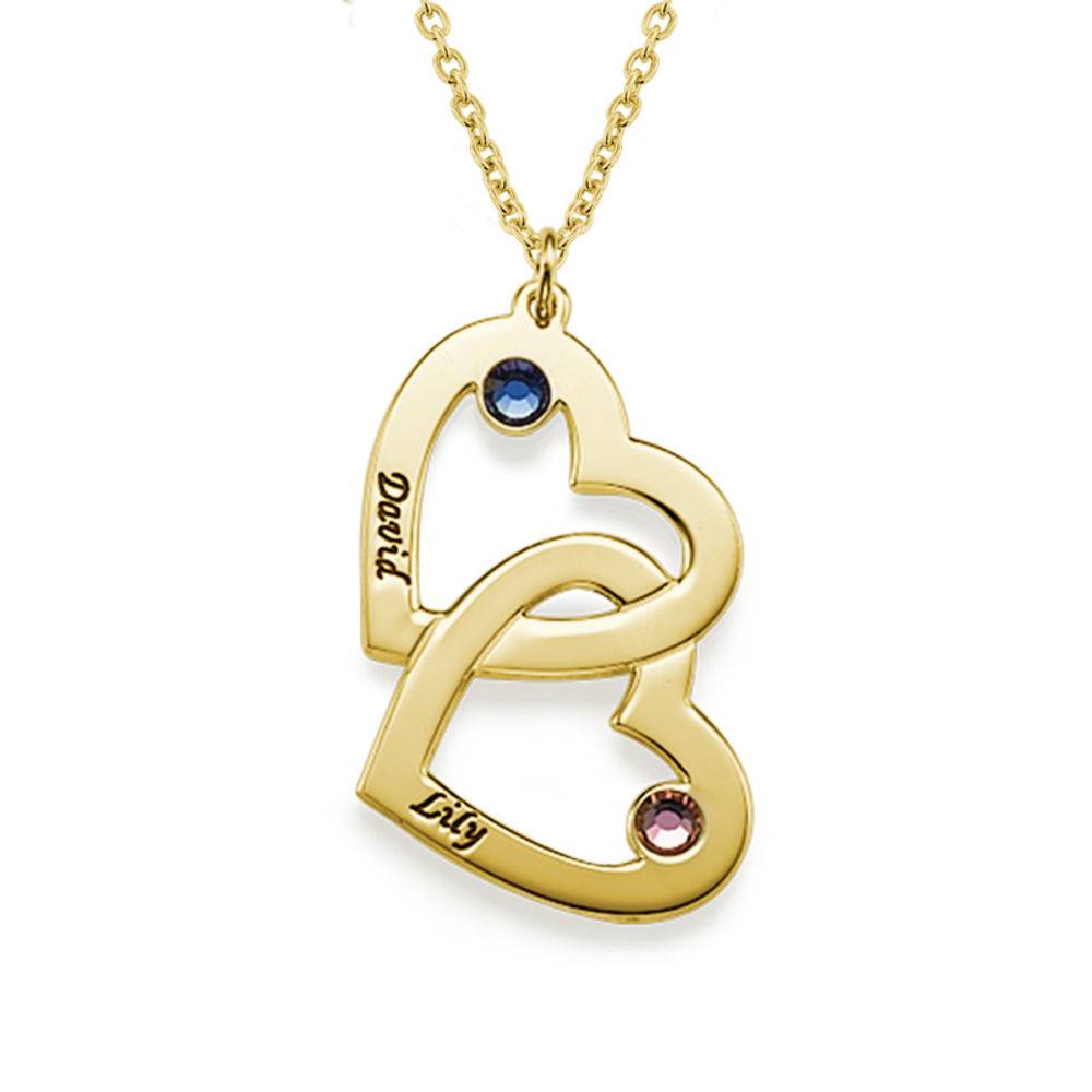Gold-Plated Heart in Heart Necklace with Birthstones-1 product photo