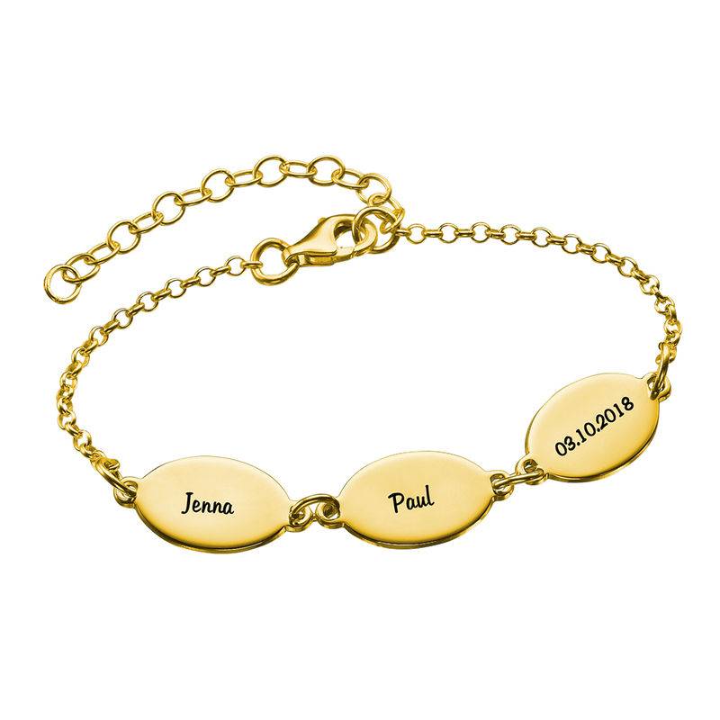 Gold Plated Mom Bracelet with Kids Names - Oval Design-1 product photo
