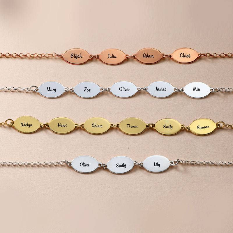 Gold Plated Mom Bracelet with Kids Names - Oval Design-4 product photo