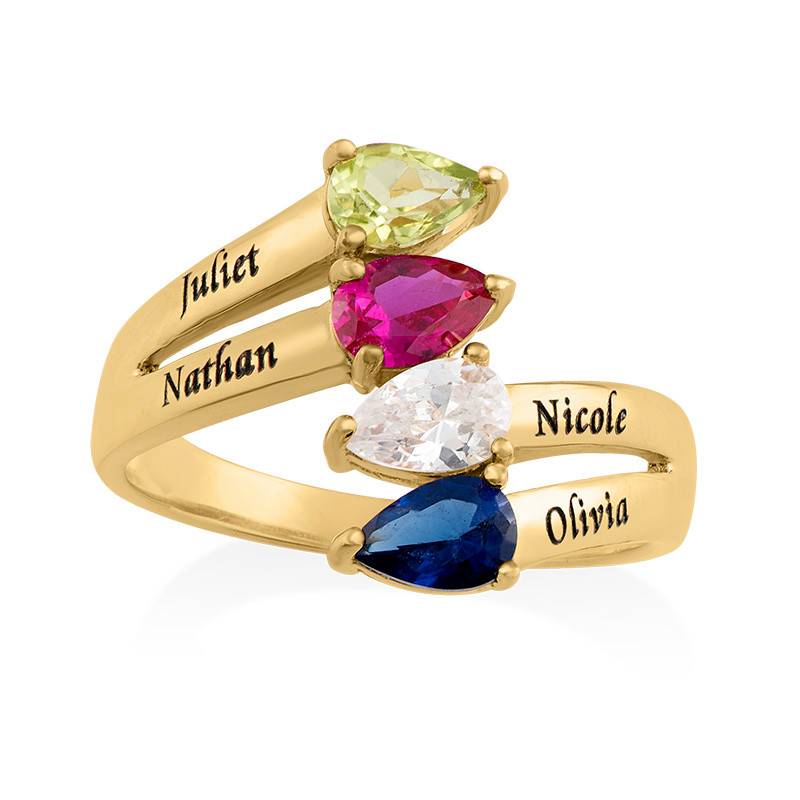 Gold Plated Mothers Ring with Four Birthstones-2 Gold Plated Mothers Ring with Four Birthstones-2 product photo