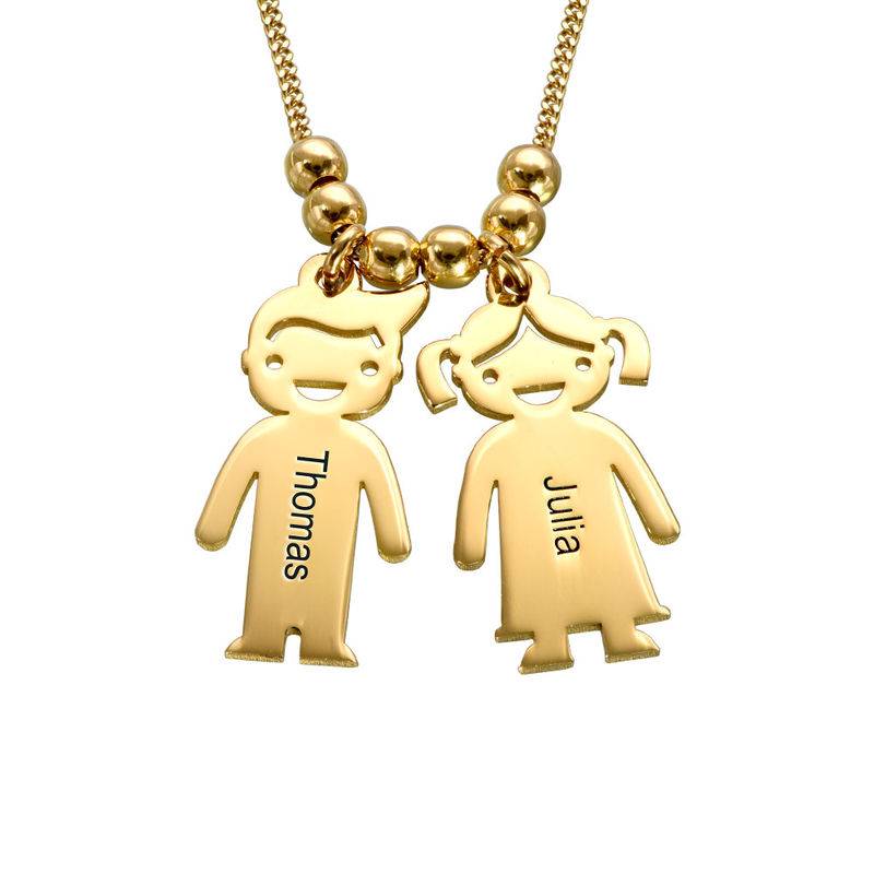 Gold Vermeil Mother's Necklace with Children Charms-1 Gold Vermeil Mother's Necklace with Children Charms-1 product photo