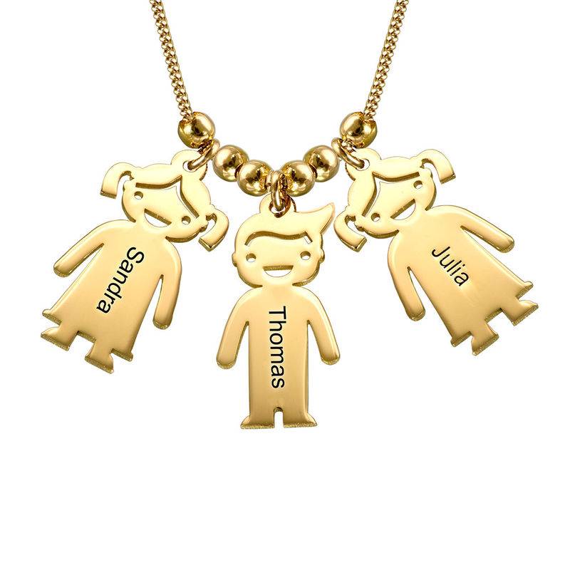 Gold Vermeil Mother's Necklace with Children Charms-2 Gold Vermeil Mother's Necklace with Children Charms-2 product photo