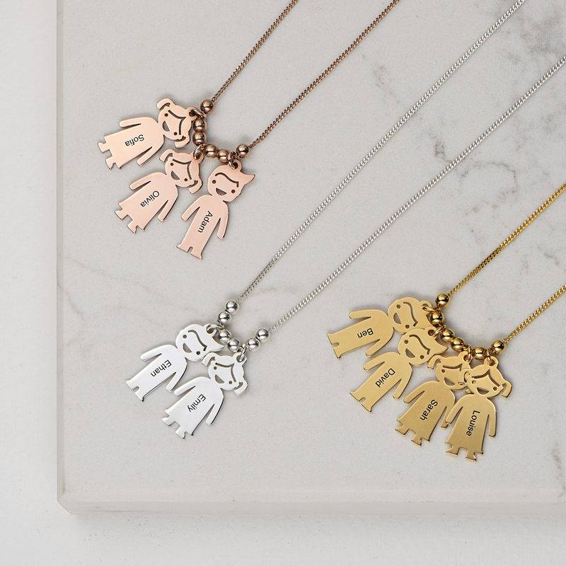 Gold Vermeil Mother's Necklace with Children Charms-4 Gold Vermeil Mother's Necklace with Children Charms-4 product photo