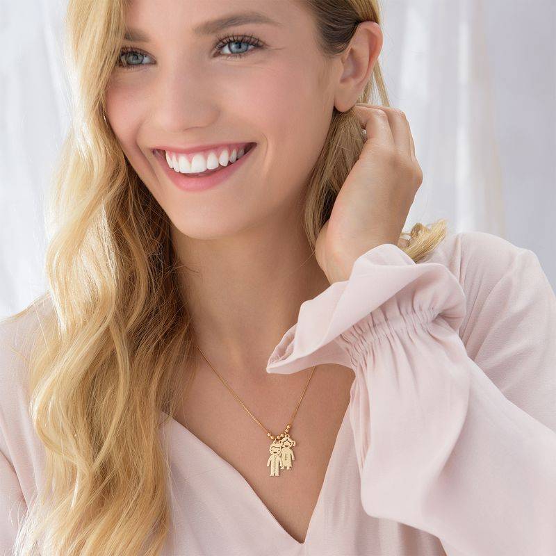 Gold Vermeil Mother's Necklace with Children Charms-5 Gold Vermeil Mother's Necklace with Children Charms-5 product photo