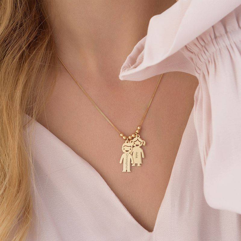 Gold Vermeil Mother's Necklace with Children Charms-6 Gold Vermeil Mother's Necklace with Children Charms-6 product photo