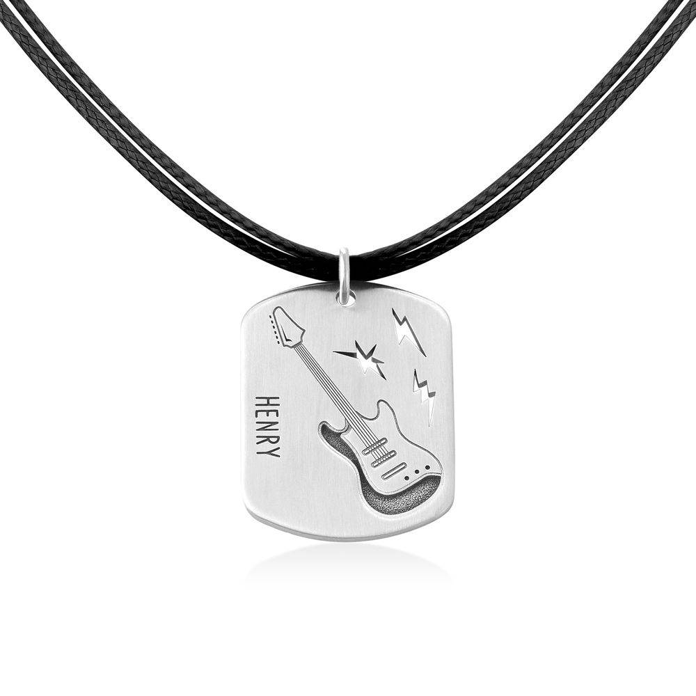 Guitar Custom Dog Tag in Sterling Silver-1 Guitar Custom Dog Tag in Sterling Silver-1 product photo