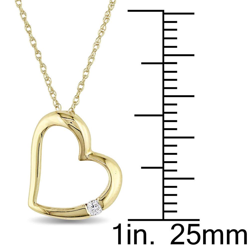 Hanging Heart Pendant Necklace in 10K Yellow Gold with Diamond-5 product photo