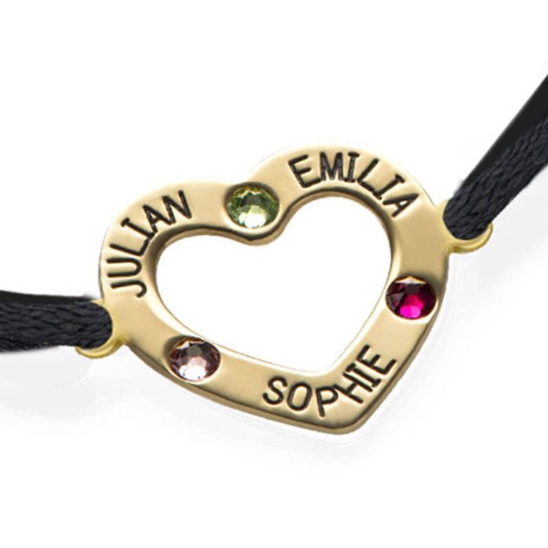 Heart Bracelet with Birthstones - 18K Gold Plating-2 product photo