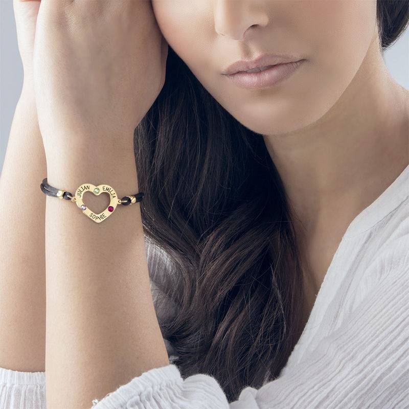 Heart Bracelet with Birthstones - 18K Gold Plating-3 product photo