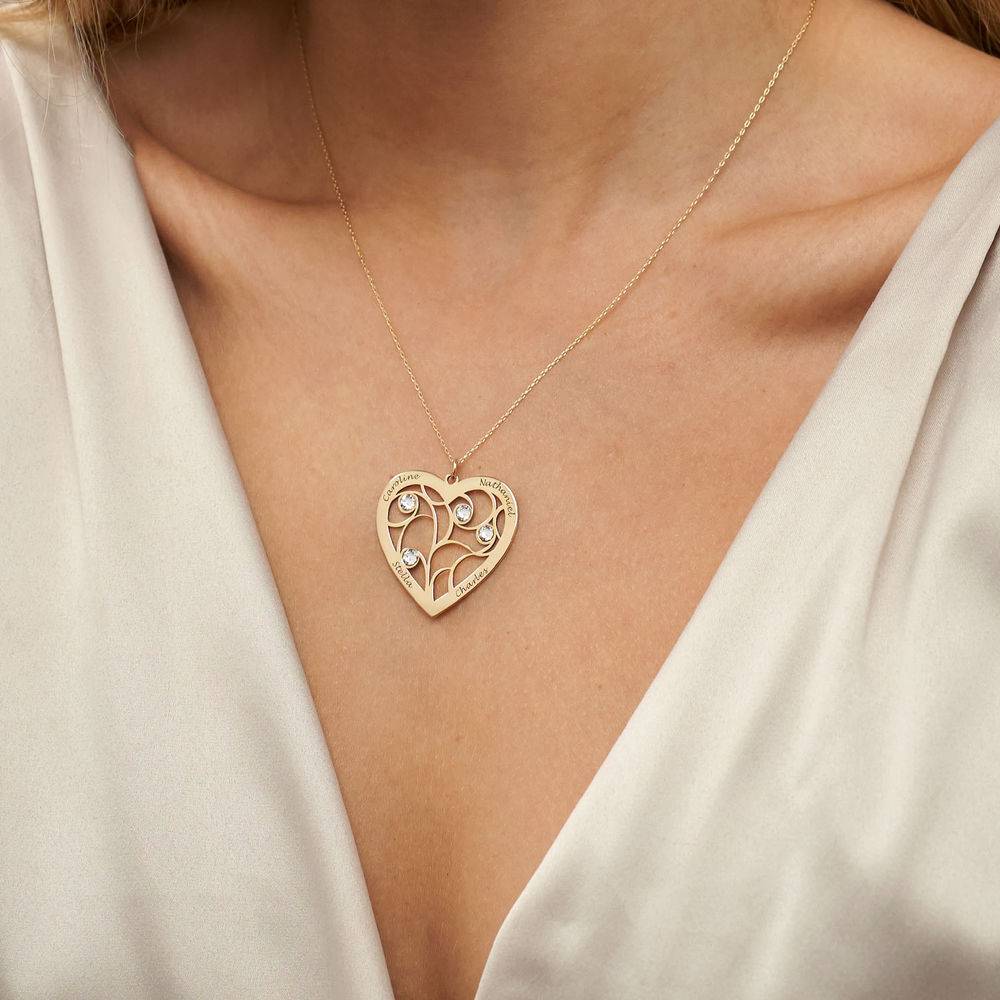 Heart Family Tree Necklace with Birthstones in Gold 10k-4 product photo