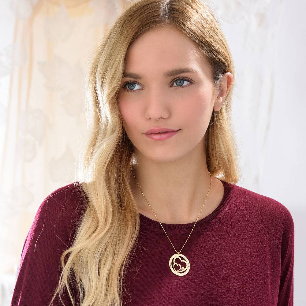 Heart in Heart Birthstone Necklace - 10K Yellow Gold-3 product photo