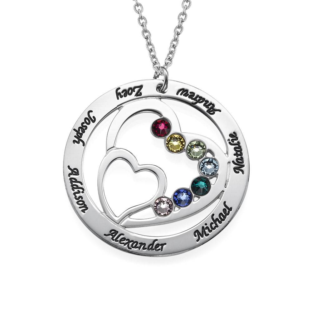 Heart in Heart Birthstone Necklace for Moms in Sterling Silver-1 Heart in Heart Birthstone Necklace for Moms in Sterling Silver-1 product photo