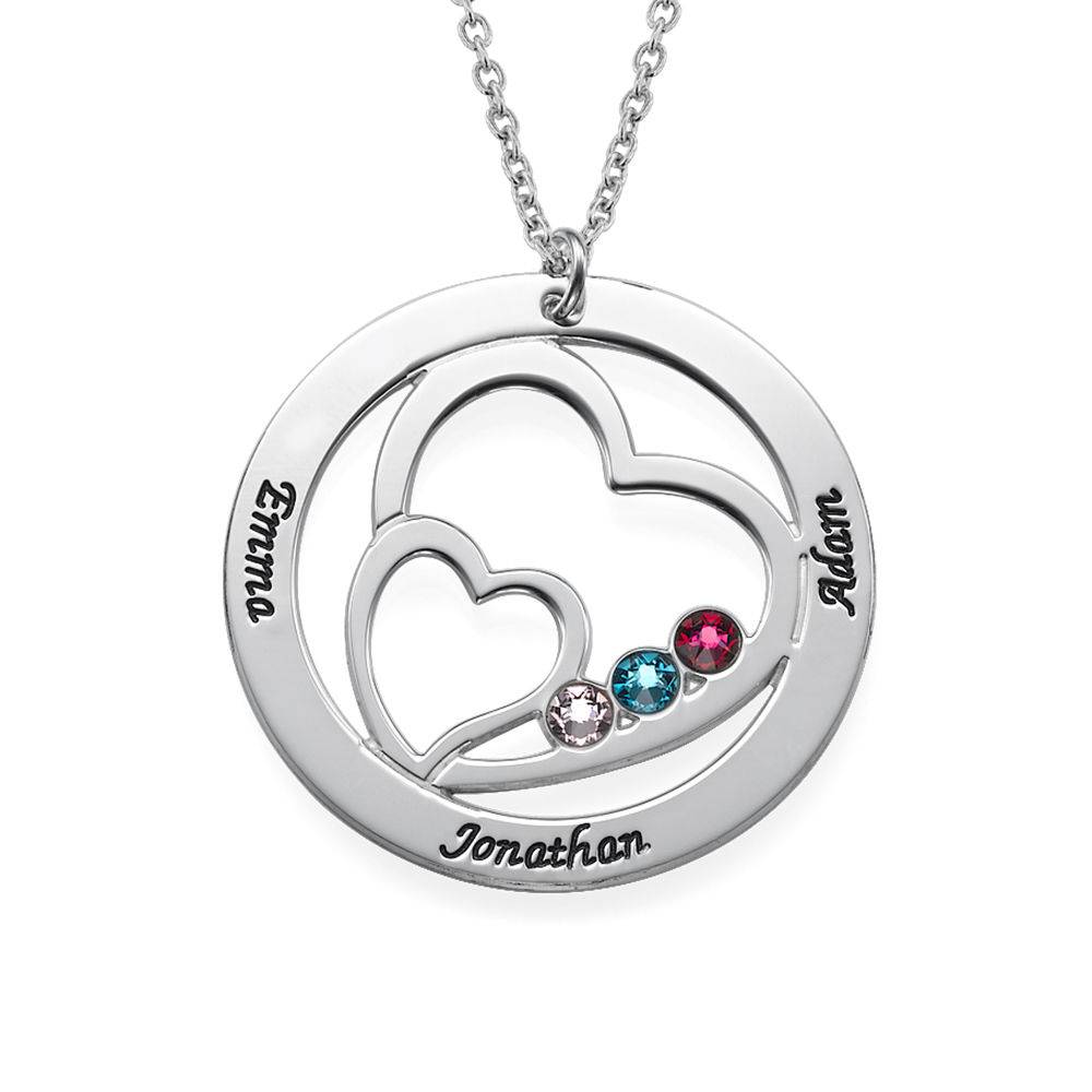 Heart in Heart Birthstone Necklace for Moms in Sterling Silver-2 Heart in Heart Birthstone Necklace for Moms in Sterling Silver-2 product photo