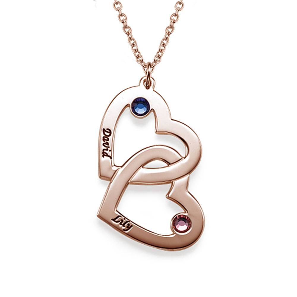 Heart in Heart Birthstone Necklace - Rose Gold Plated-1 product photo