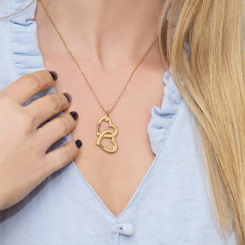 Heart in Heart Necklace in Gold Vermeil with Diamonds-2 product photo