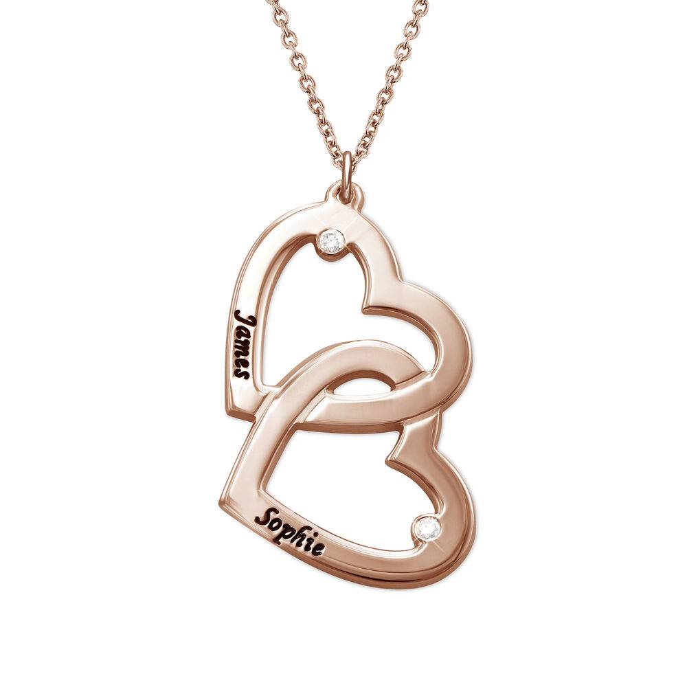 Heart in Heart Necklace in Rose Gold Plating with Diamonds-1 Heart in Heart Necklace in Rose Gold Plating with Diamonds-1 product photo