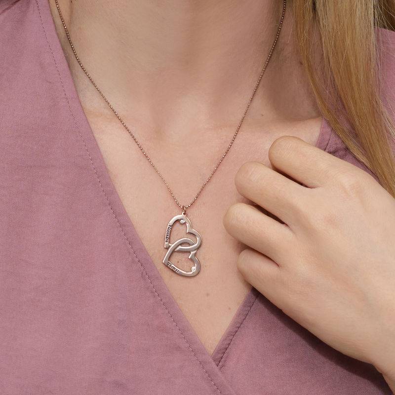 Heart in Heart Necklace in Rose Gold Plating with Diamonds-3 Heart in Heart Necklace in Rose Gold Plating with Diamonds-3 product photo