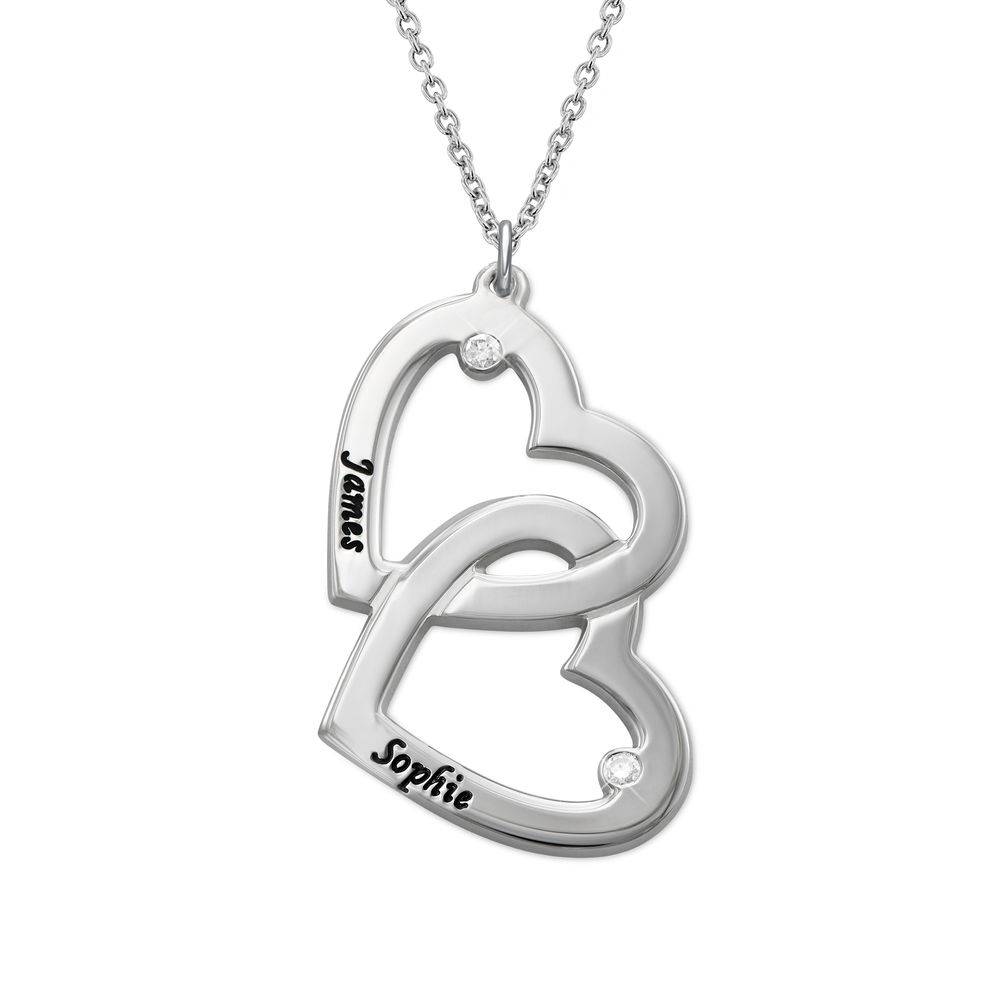 Heart in Heart Necklace in Silver with Diamonds-1 Heart in Heart Necklace in Silver with Diamonds-1 product photo