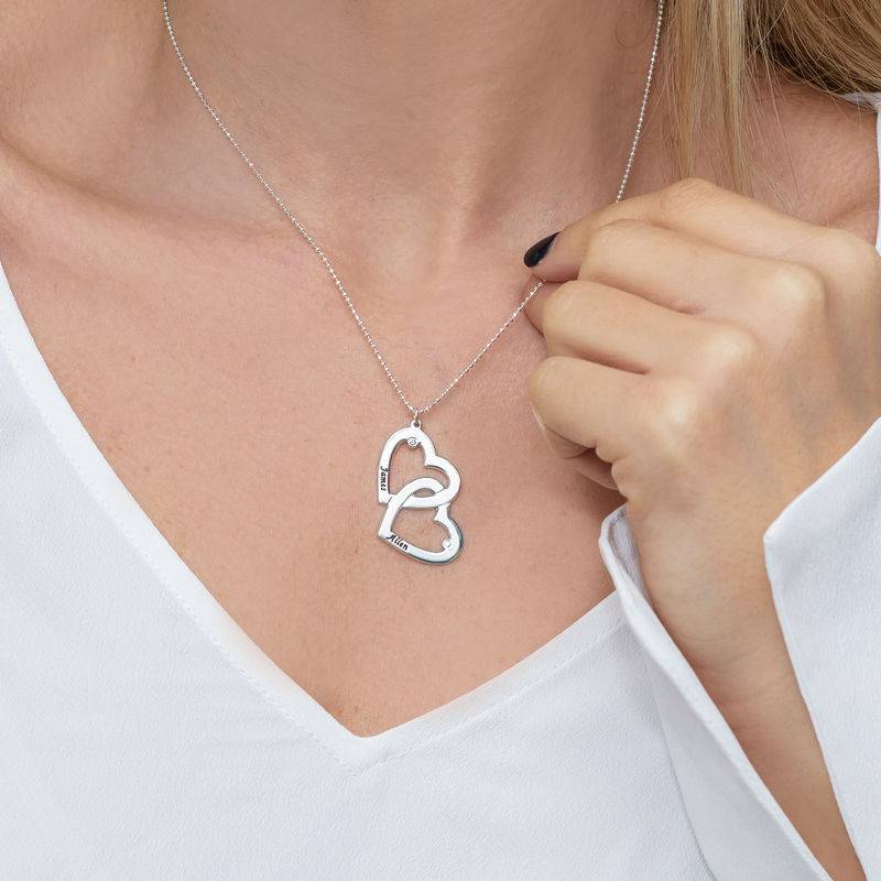 Heart in Heart Necklace in Silver with Diamonds-3 Heart in Heart Necklace in Silver with Diamonds-3 product photo