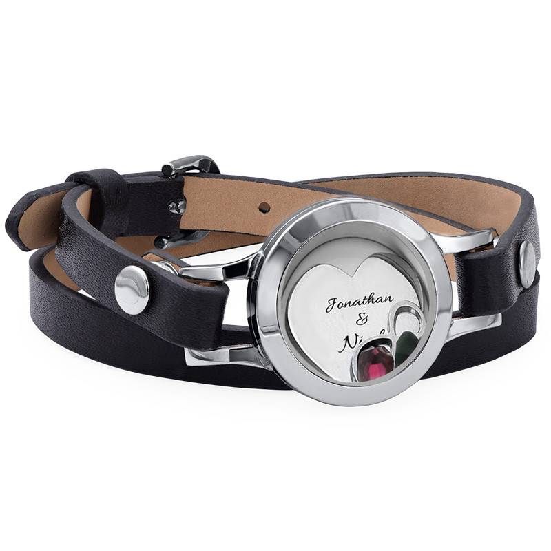 Heart & Infinity Floating Locket Leather Bracelet-1 product photo