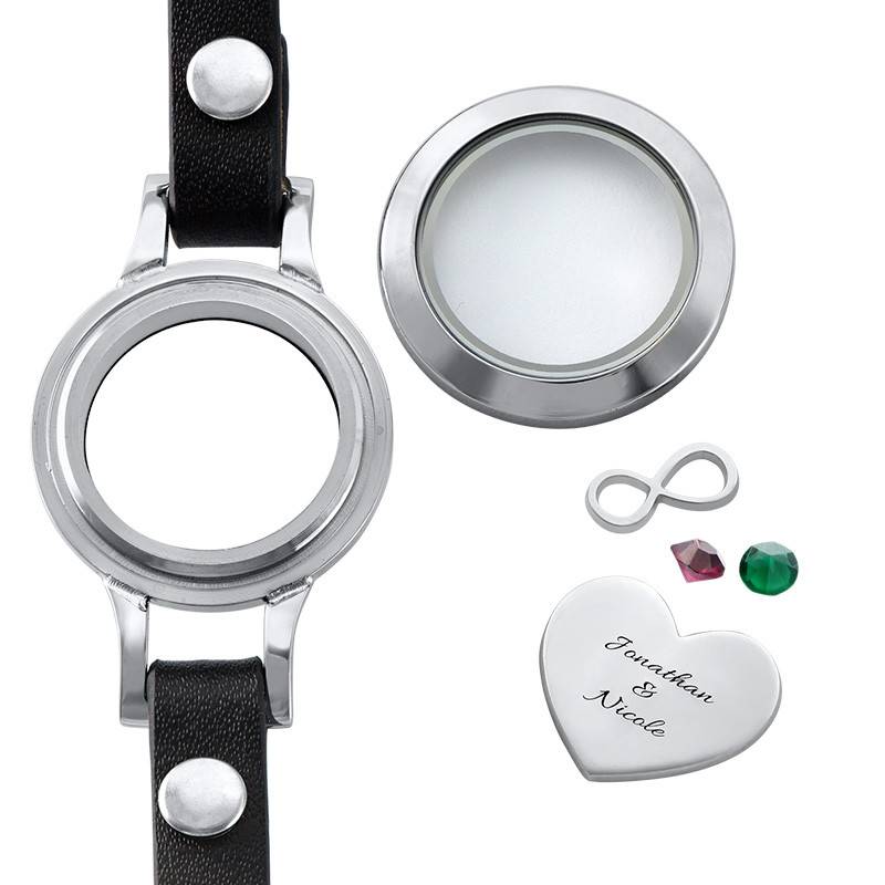 Heart & Infinity Floating Locket Leather Bracelet-2 product photo