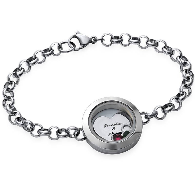 Heart & Infinity Floating Locket Stainless Steel Bracelet-1 product photo
