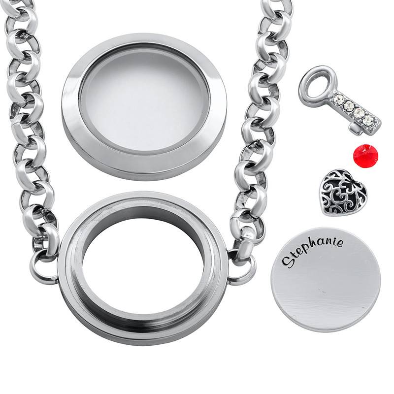 Heart & Key Floating Locket Stainless Steel Bracelet-2 product photo