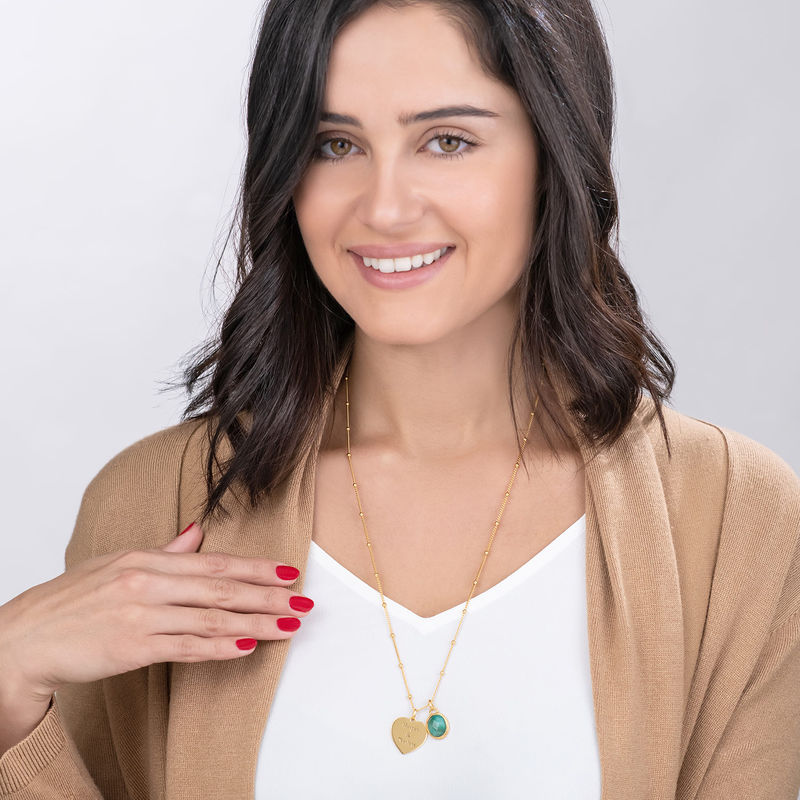 Heart Necklace in Gold Plating with Semi-Precious Gemstone-2 Heart Necklace in Gold Plating with Semi-Precious Gemstone-2 product photo