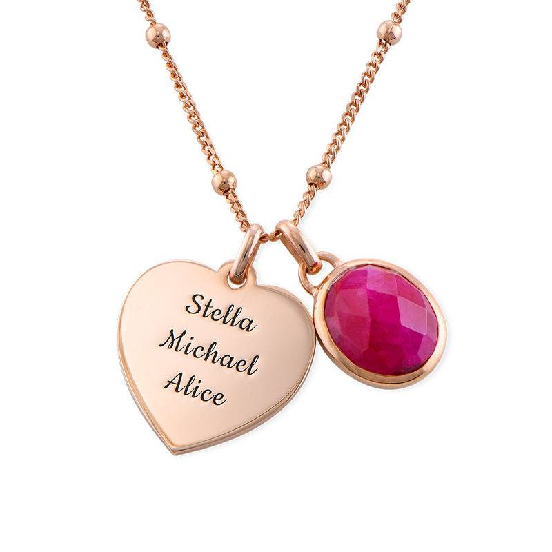 Heart Necklace in Rose Gold Plating with Semi-Precious Gemstone-1 product photo