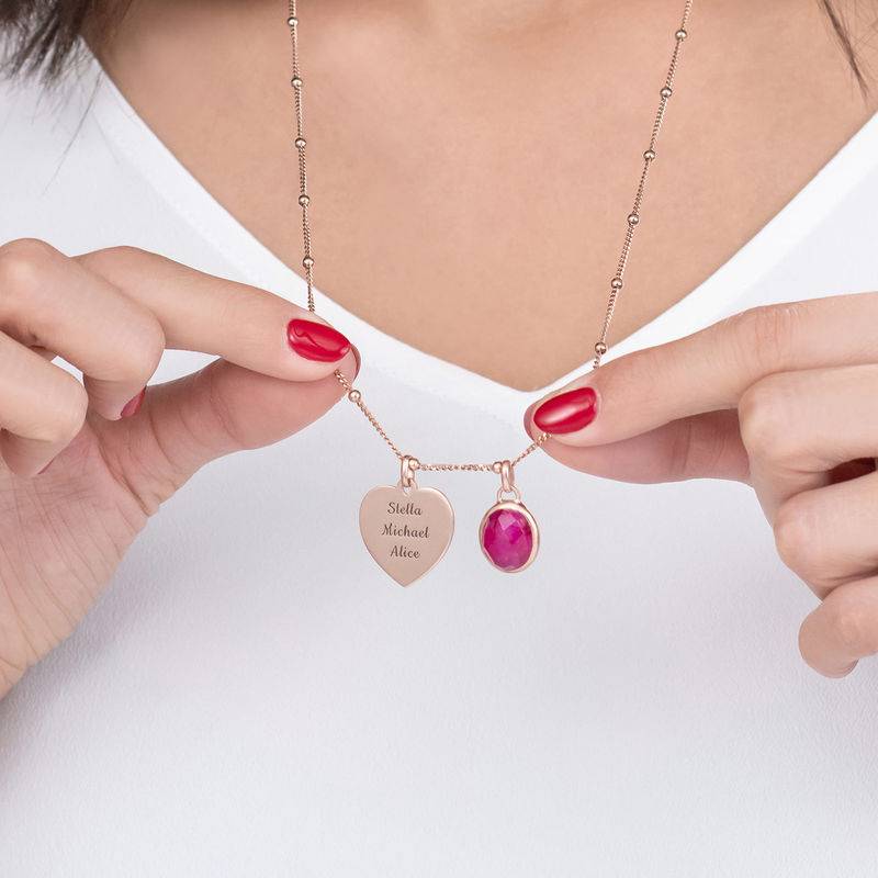 Heart Necklace in Rose Gold Plating with Semi-Precious Gemstone-3 product photo