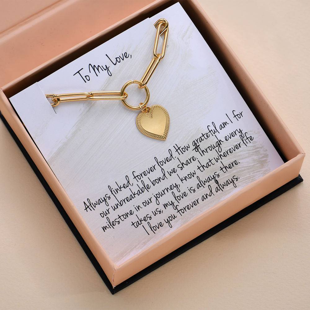 Heart Pendant Link Bracelet in Gold Plating with Prewritten Gift Note-1 product photo