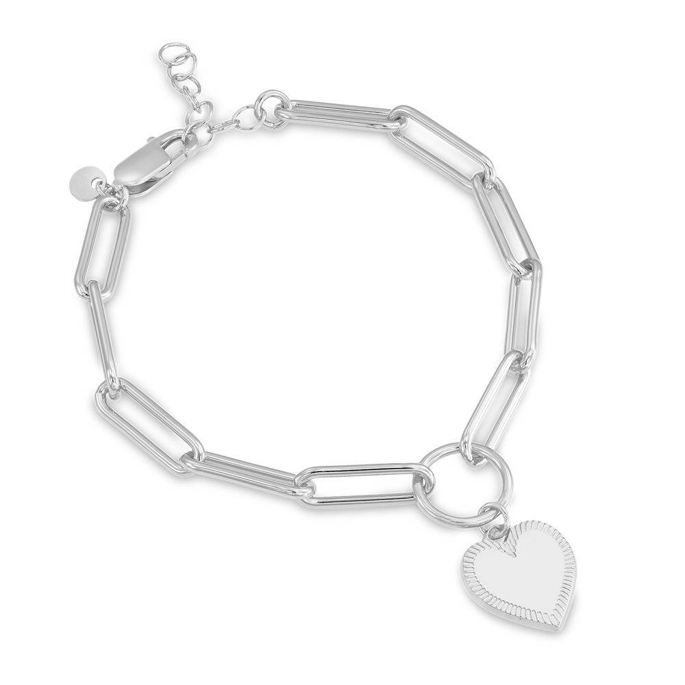 Heart Pendant Link Bracelet in Sterling Silver with Prewritten Gift Note-2 product photo
