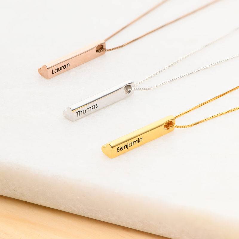 Heart Shaped 3D Bar Necklace- Gold Plated-3 product photo