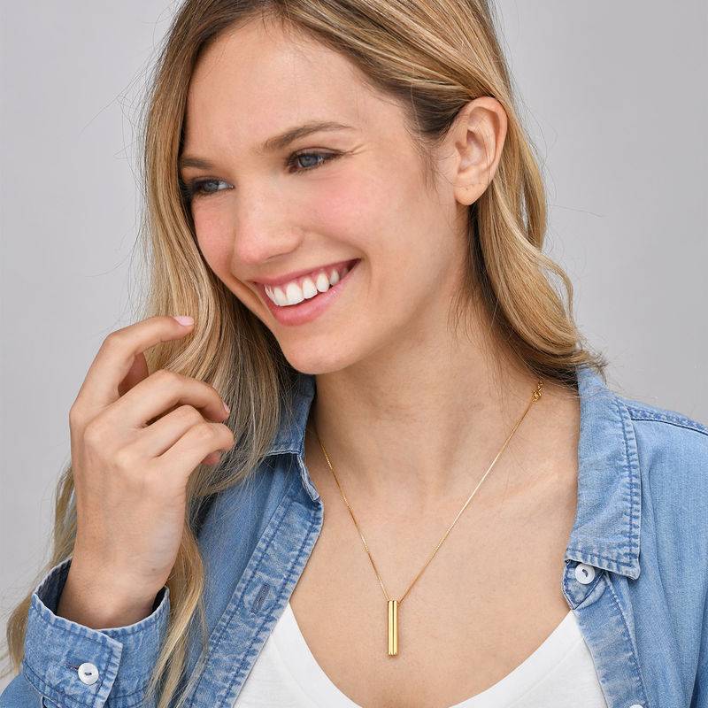 Heart Shaped 3D Bar Necklace- Gold Plated-4 product photo