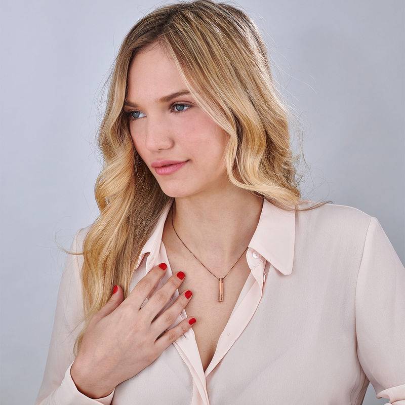 Heart Shaped 3D Bar Necklace- Rose Gold Plated-4 product photo