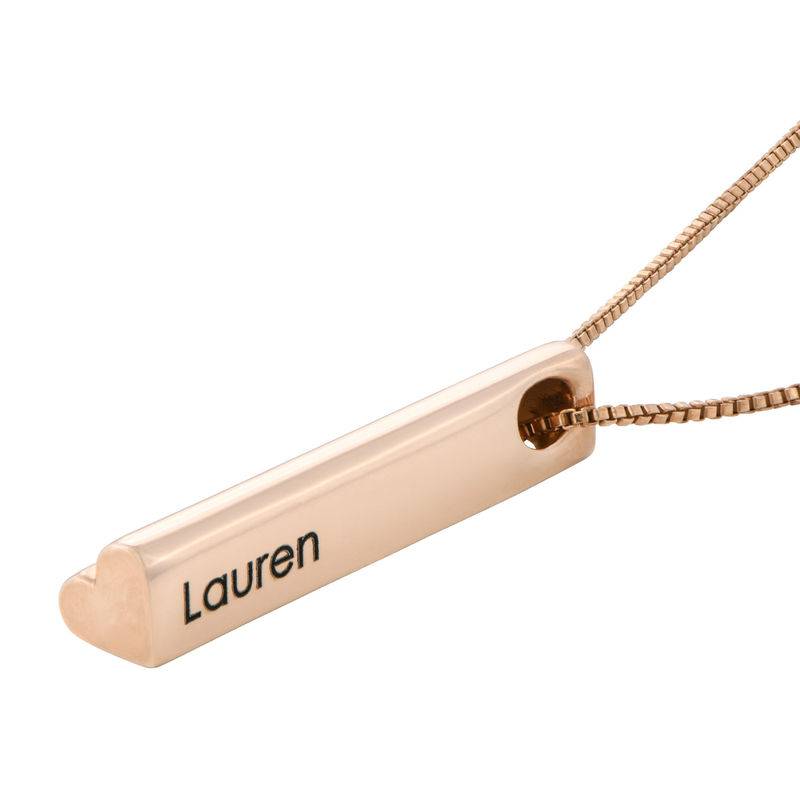 Heart Shaped 3D Bar Necklace- Rose Gold Plated-1 product photo