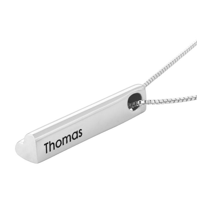 Heart Shaped 3D Bar Necklace- Sterling Silver-1 product photo