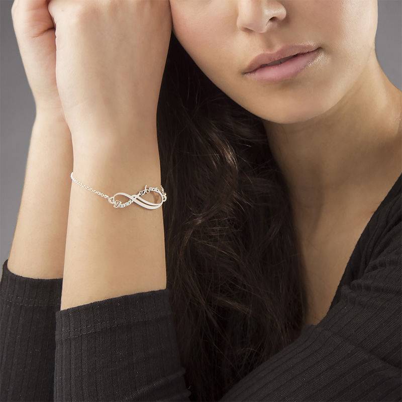 Infinity 2 Names Bracelet - 14K White Gold-2 product photo