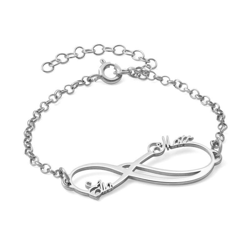 Infinity 2 Names Bracelet - 14K White Gold-1 product photo