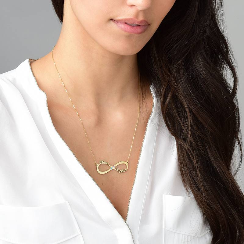 Infinity Name Necklace with Birthstones - 14k Gold-3 Infinity Name Necklace with Birthstones - 14k Gold-3 product photo