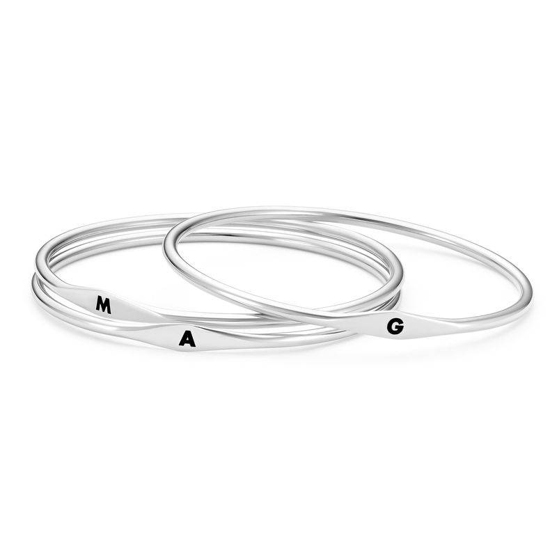 Initial Bangle Bracelet in Sterling Silver-3 product photo