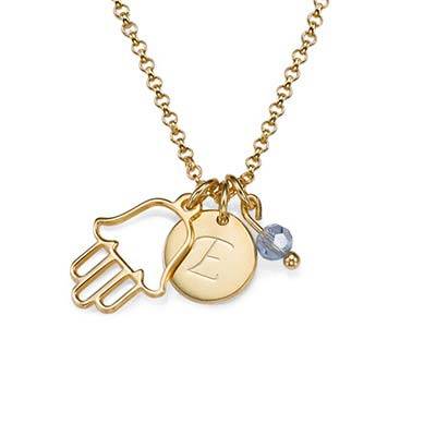 Initial Necklace with Hamsa Charm-1 product photo