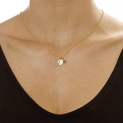 Initial Necklace with Hamsa Charm-2 product photo